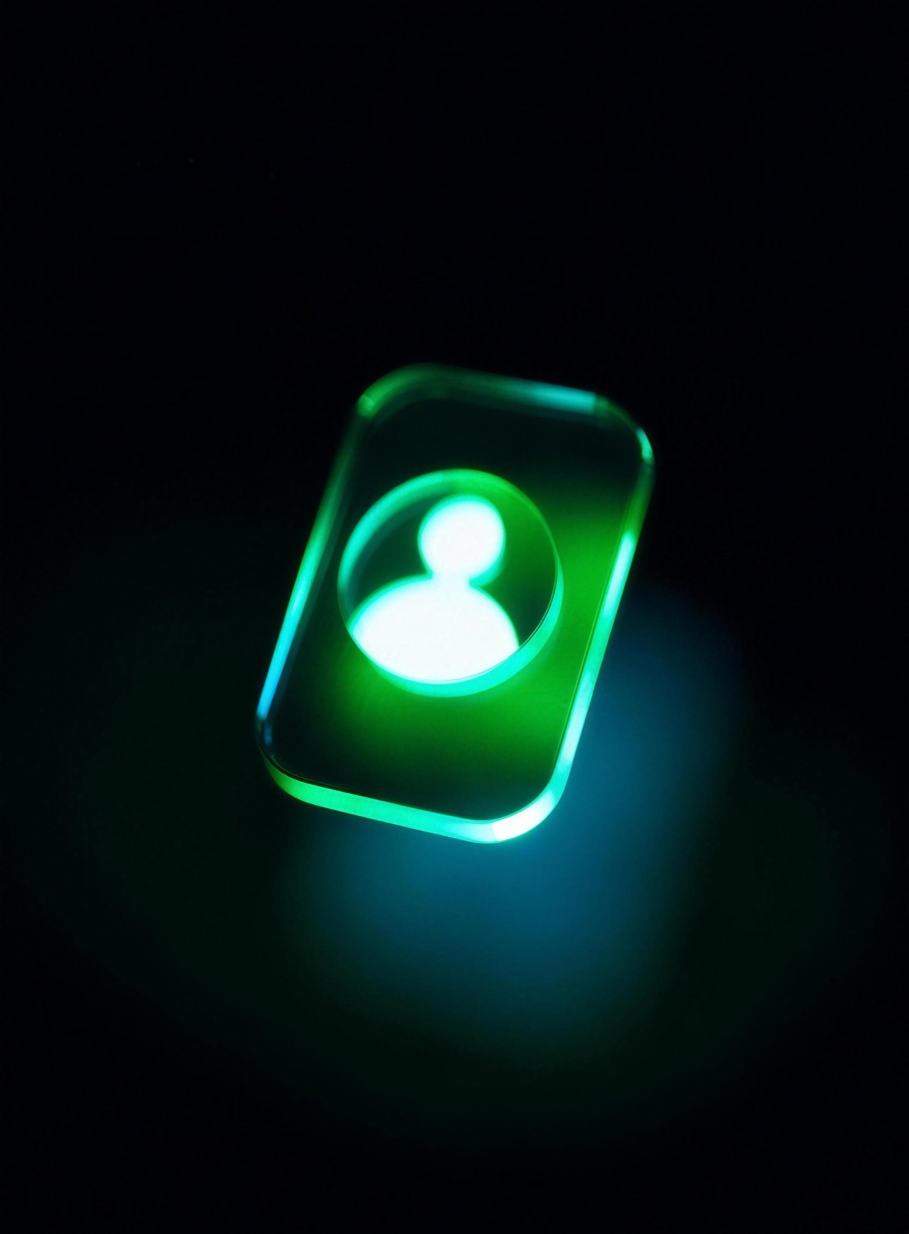 Abstract glowing emerald wireframe ring around a light core, representing the UAI profile and identity module