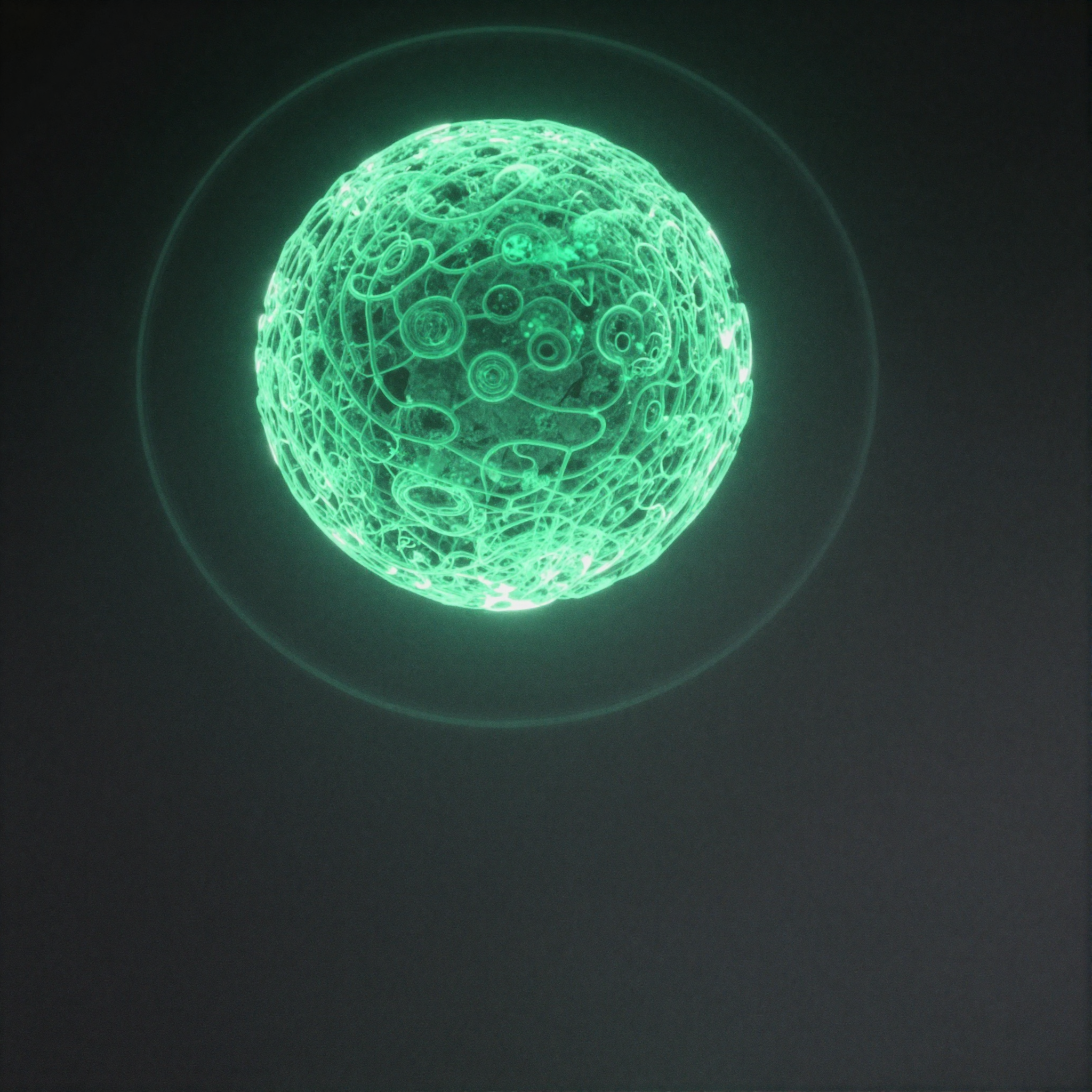 Abstract emerald core representing Horizon, the campus AI